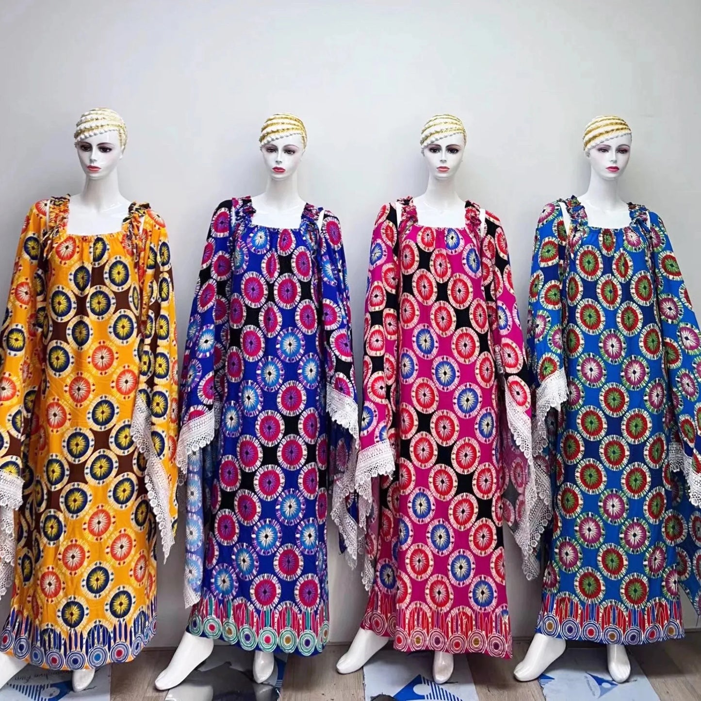 Cotton Summer Sleeveless Dress Print Floral Loose Women Casual Robe With Big Scarf by DERILUJA LLC