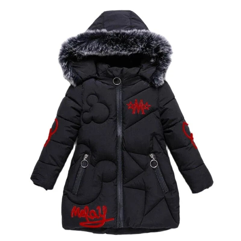 Big Size Winter Girls Jackets Keep Warm Thicken Christmas Coat Autumn Hooded Zipper Waterproof Outerwear Kids Clothes 3-12 Years