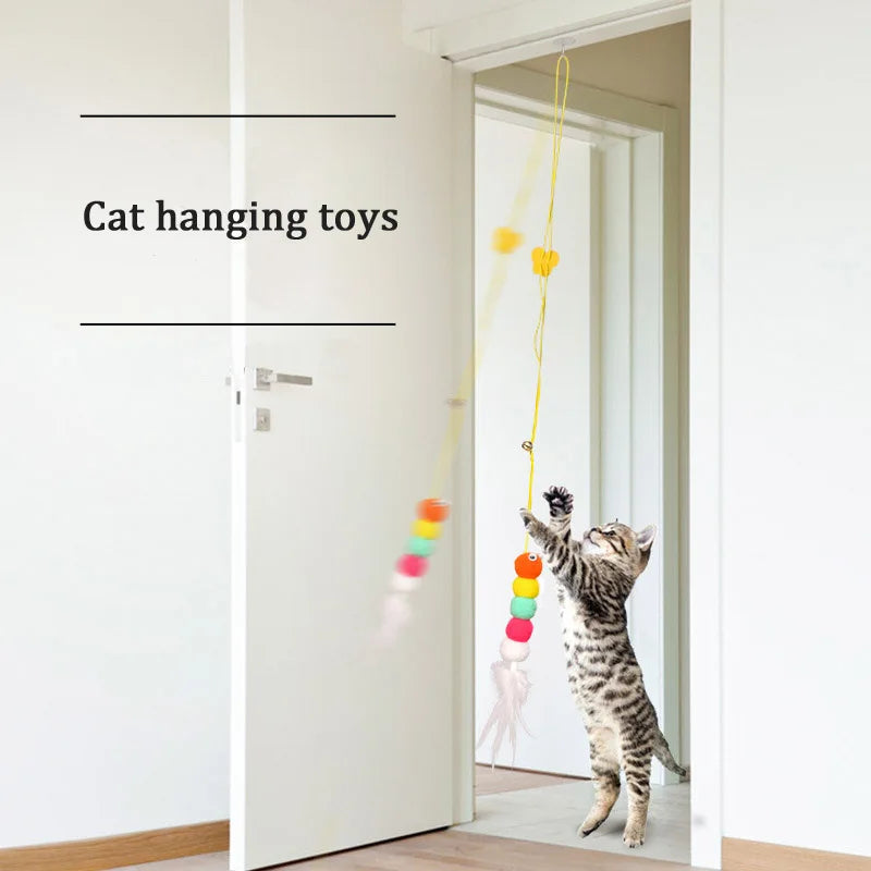 Pet Cat Toys Elasticity Retractable Hanging Door Type Interactive Toy For Kitten Mouse Catnip Scratch Rope Toy Pet Supplies by DERILUJA LLC