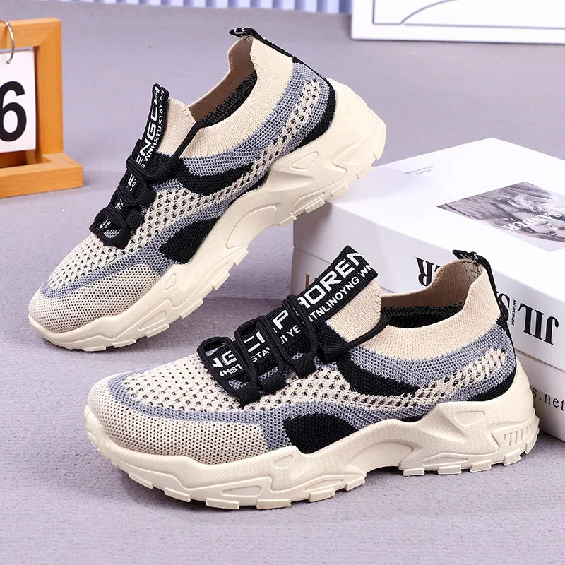 Chunky Sneakers 2025 Women's Casual Shoes Spring And Autumn Air Mesh Breathable Sports Shoes For Women's Soft Sole Running Shoes by DERILUJA LLC