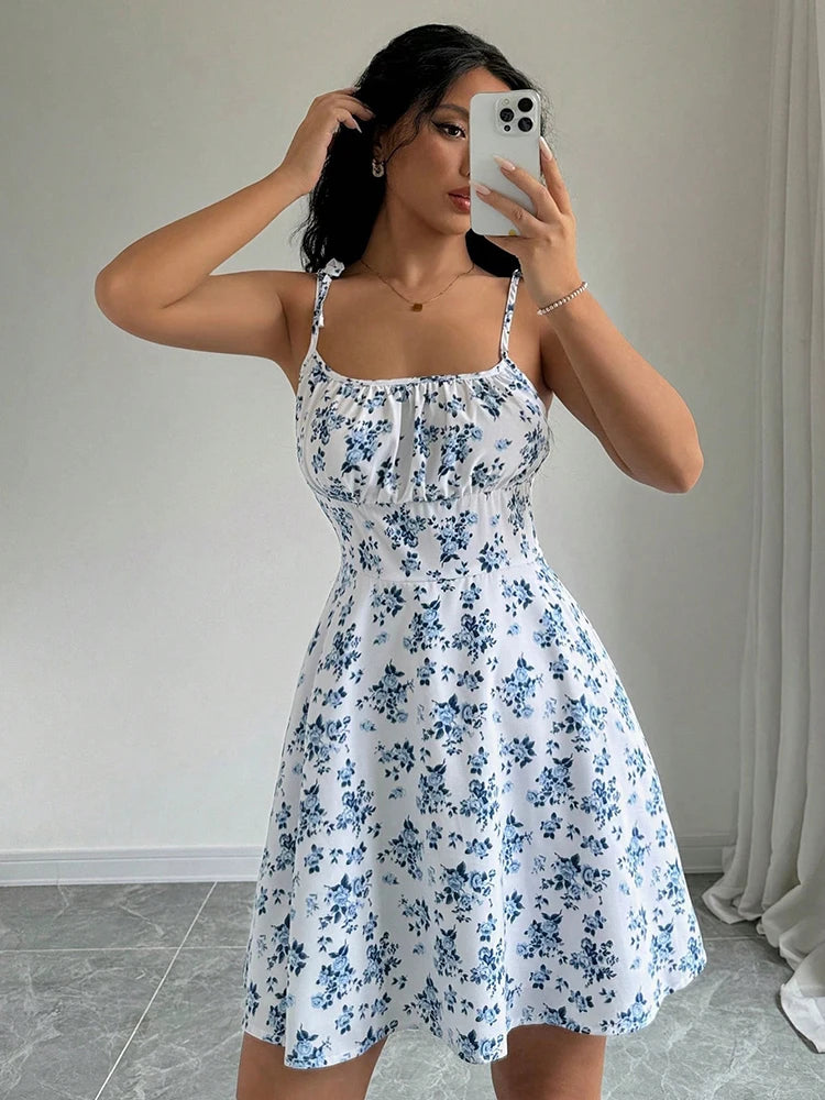 Women's Summer Floral Spaghetti Strap Beach Short Dress,Womens Dresses,Woman Clothing,Woman Clothes,Sundress,New In Dress 2026 by DERILUJA LLC