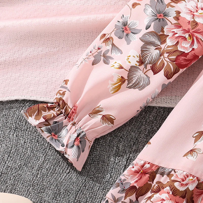 Kids Casual Dress for Girls 2026 New Spring Autumn Teenager Full Printing Long-Sleeved Dress Princess Dress Kids Daily Clothes
