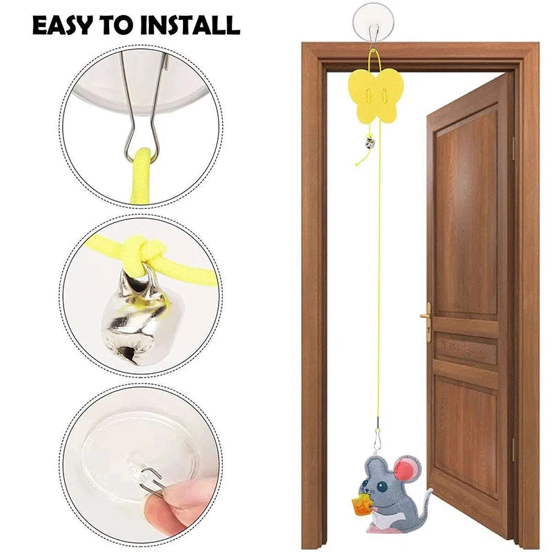 Cat Hanging Toy Elastic Adjustable Rope with Bell Interactive Kitten Toy Dragonfly Shape Swing Hanging Door Teasing Cat Toys by DERILUJA LLC