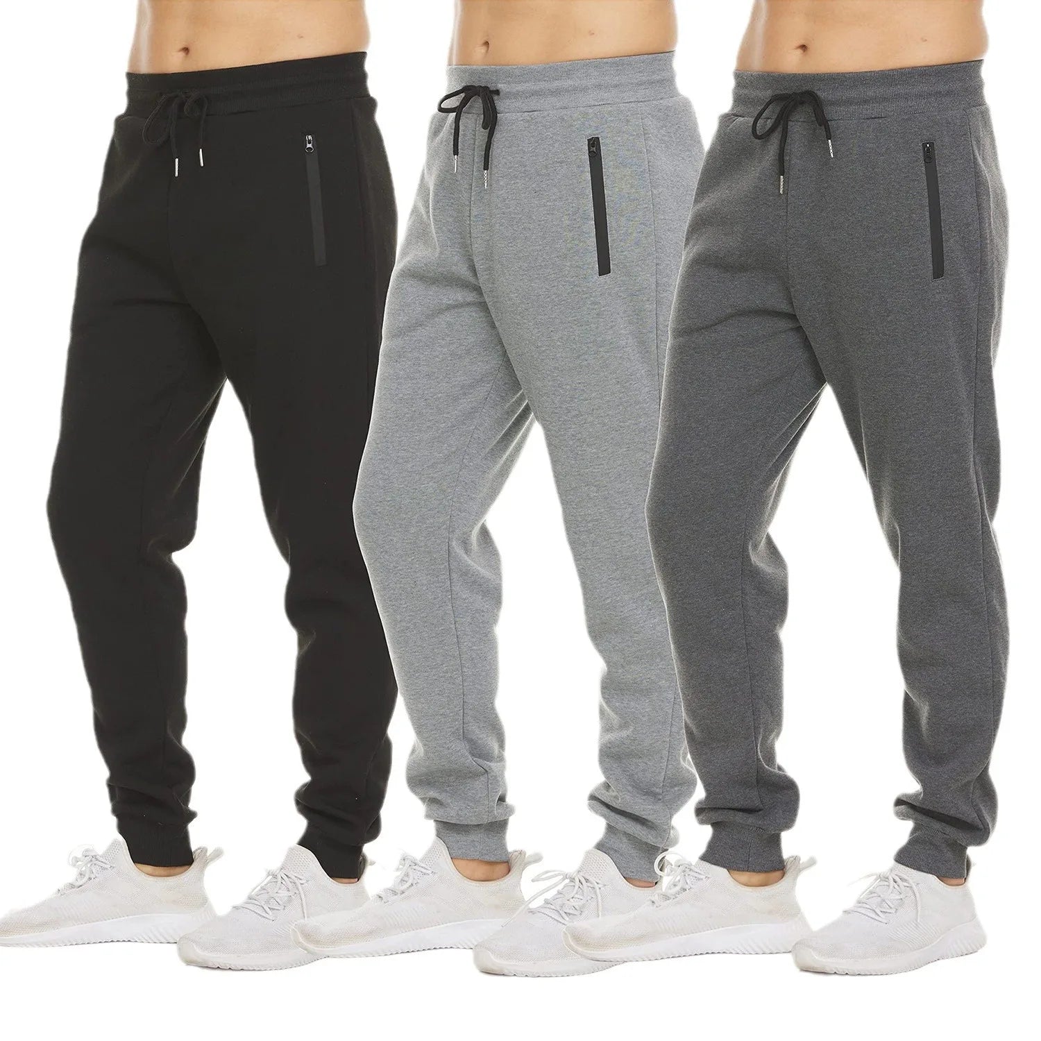 new Sweatpants Streetwear Trousers Men Pants Solid color Drawstring Zipper Pockets Cargo Pants Men Overalls Running pants by DERILUJA LLC