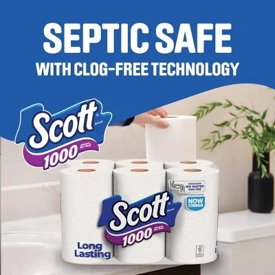 Toilet Paper 1-Ply, 4 Rolls, 1000 Sheets Per Roll, Septic-Safe Clog-Free Bath Tissue for Low-Flow Toilets by DERILUJA LLC