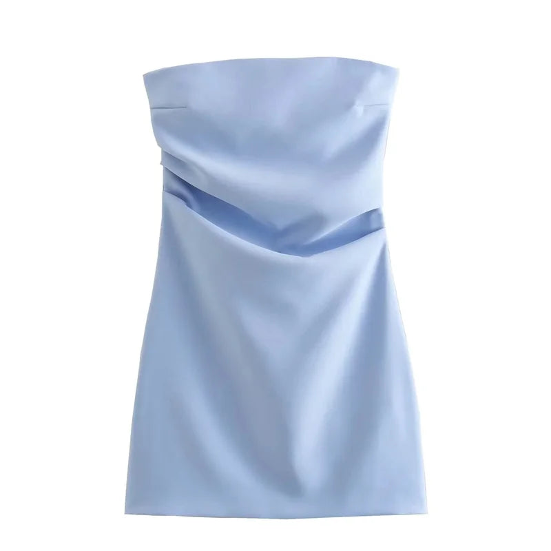 Mini Dress Woman Blue Black White Bodycon Dress Women Backless Sleeveless Summer Sexy Party Short Dresses by DERILUJA LLC