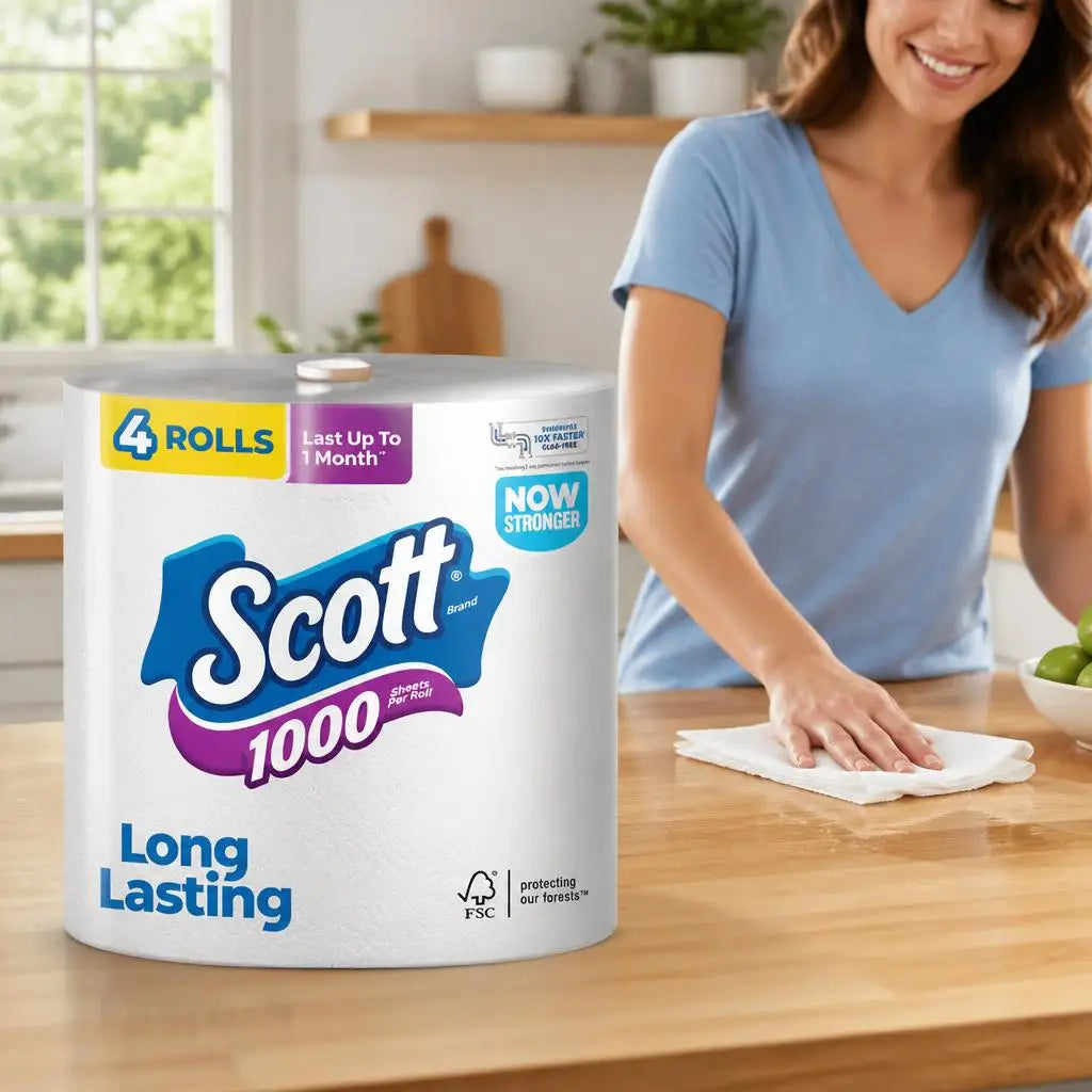 Toilet Paper 1-Ply, 4 Rolls, 1000 Sheets Per Roll, Septic-Safe Clog-Free Bath Tissue for Low-Flow Toilets by DERILUJA LLC