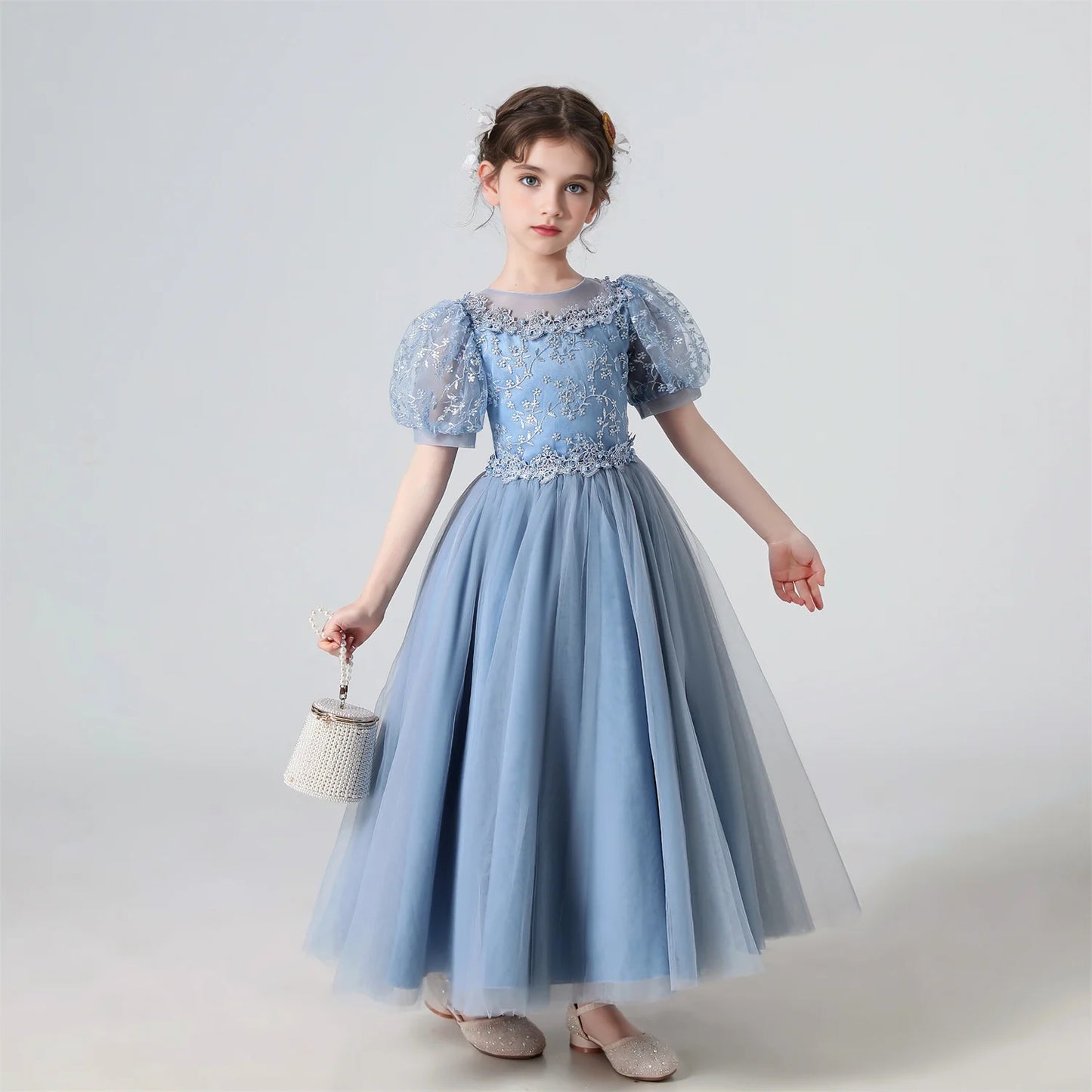 Girl Flower Dress Lace Embroidered Wedding Princess Dress Host Performance Costume Gown Christmas Party Evening Dresses by DERILUJA LLC