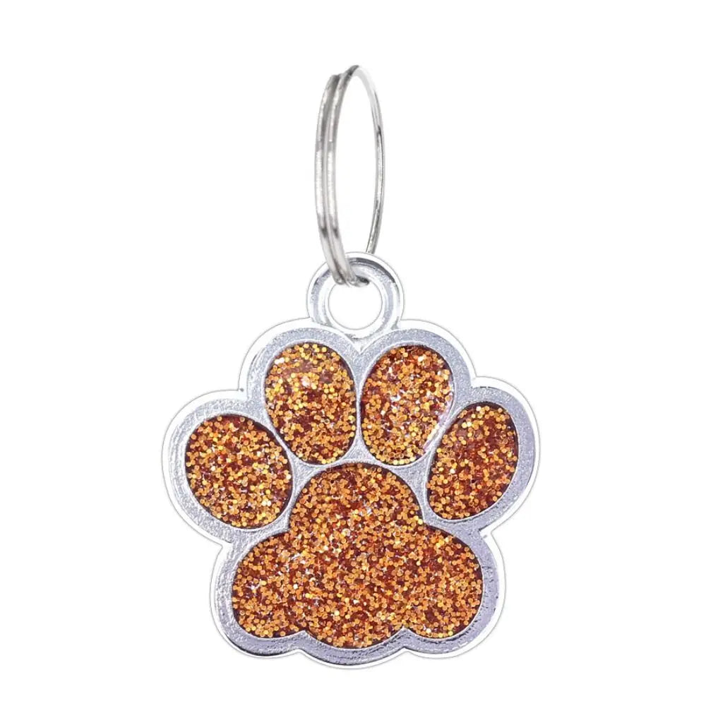 Cat Dog Paw Print Dog Cat Tags Personalized Anti-Lost Pet Glitter Pendant with Hook Exquisite Pet Collar Tag Pendant Puppy by DERILUJA LLC