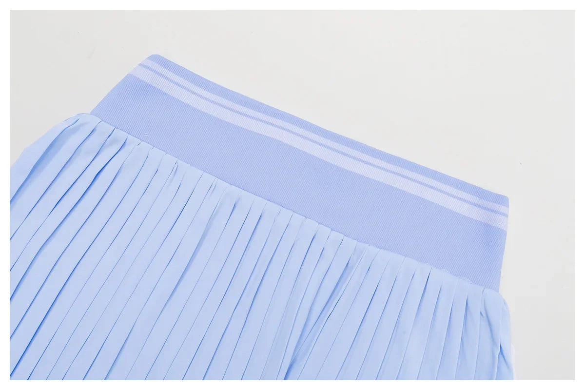 Summer Anti-Glare Tennis Skirts A-line Pleated Yoga Shorts Skirts Women High Waist Sports Fitness Skirt Gym Workout Sportswear by DERILUJA LLC