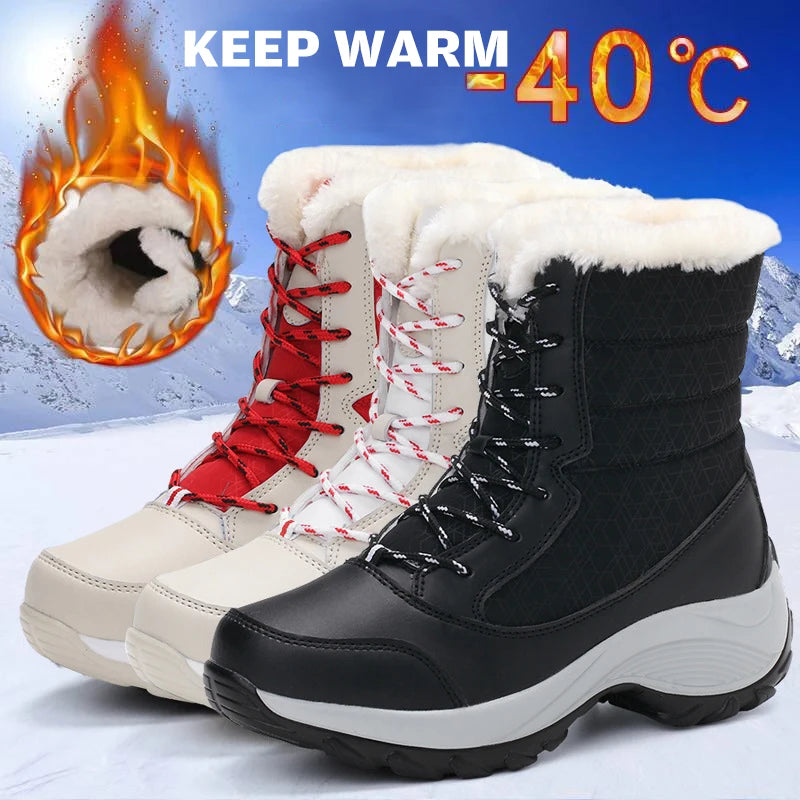 Snow Boots Plush Warm Ankle Boots For Women Winter Shoes Waterproof Boots Women Female Winter Shoes Booties Botas kodez