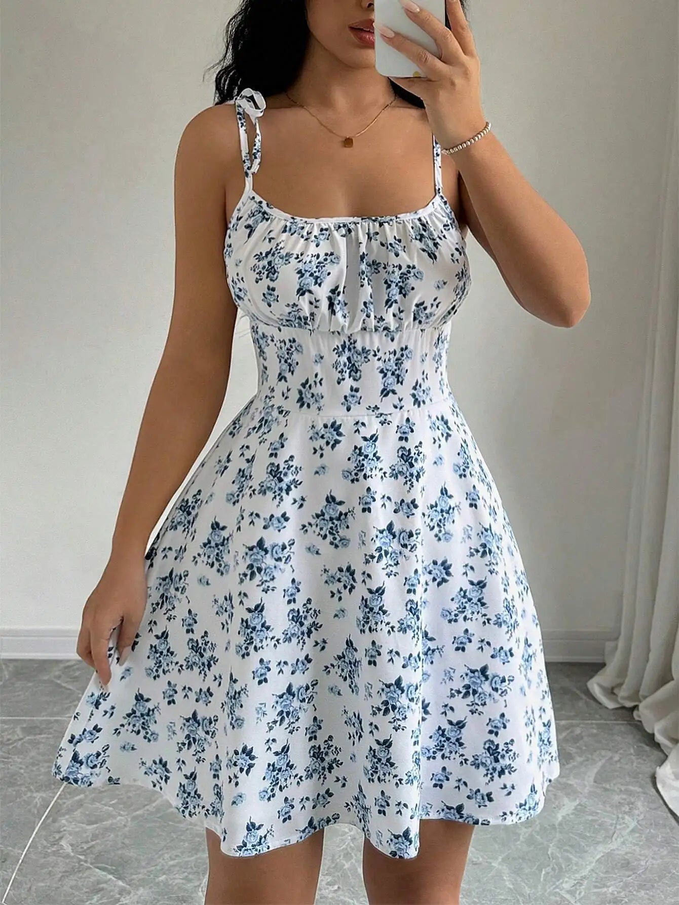 Women's Summer Floral Spaghetti Strap Beach Short Dress,Womens Dresses,Woman Clothing,Woman Clothes,Sundress,New In Dress 2026 by DERILUJA LLC