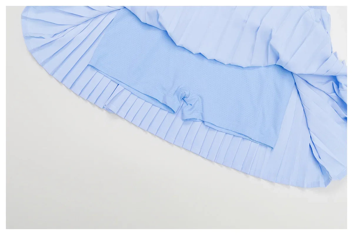 Summer Anti-Glare Tennis Skirts A-line Pleated Yoga Shorts Skirts Women High Waist Sports Fitness Skirt Gym Workout Sportswear by DERILUJA LLC