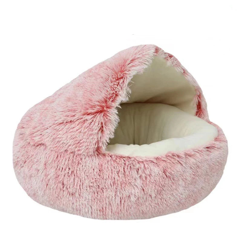 Soft Plush Pet Bed with Cover Round Cat Bed Pet Mattress Warm Cat Dog Sleeping Nest Cave for Small Dogs kitten by Badon Shop LLC