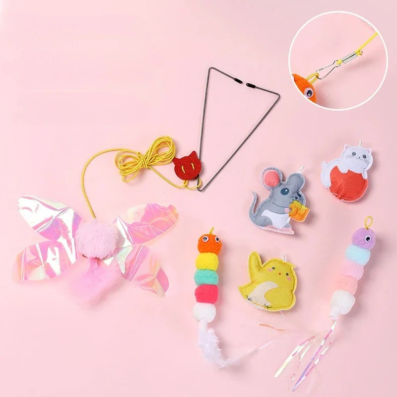 Cat Rope Long Rope Teasing Cat Toy Accessories Pet Kitten Toy Cat Toy Swing Sticky Disc Elastic with Bell Hanging Door Teasing by DERILUJA LLC