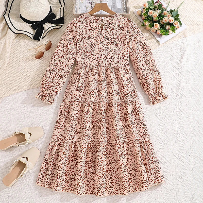 Kids Casual Dress for Girls 2026 New Spring Autumn Teenager Full Printing Long-Sleeved Dress Princess Dress Kids Daily Clothes by DERILUJA LLC