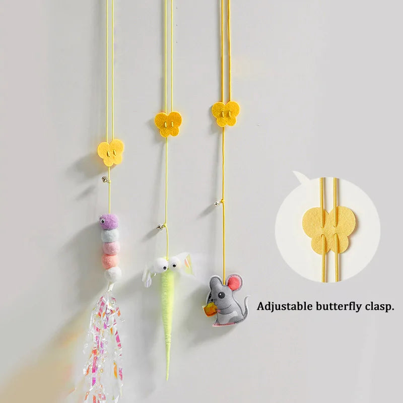 Pet Cat Toys Elasticity Retractable Hanging Door Type Interactive Toy For Kitten Mouse Catnip Scratch Rope Toy Pet Supplies by DERILUJA LLC