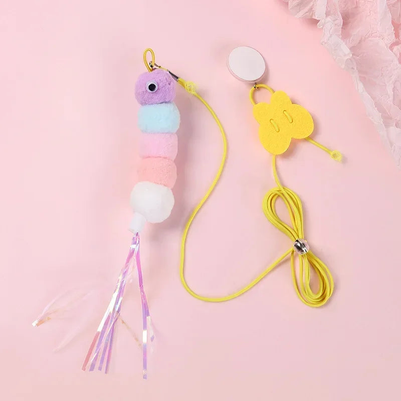 Cat Rope Long Rope Teasing Cat Toy Accessories Pet Kitten Toy Cat Toy Swing Sticky Disc Elastic with Bell Hanging Door Teasing by DERILUJA LLC