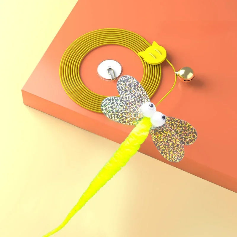 Cat Rope Long Rope Teasing Cat Toy Accessories Pet Kitten Toy Cat Toy Swing Sticky Disc Elastic with Bell Hanging Door Teasing by DERILUJA LLC