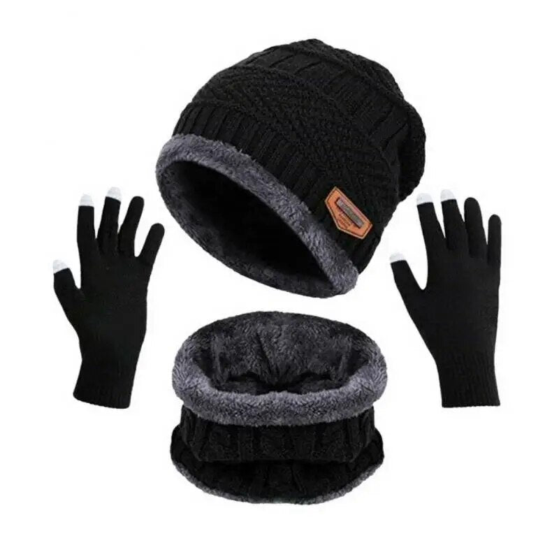 1/2PCS Ski Hats and Scarf Sets Winter Hat Neck Warm Gloves For Men Knitted Hat Thick Wool Neck Scarf Winter Beanie Balaclava