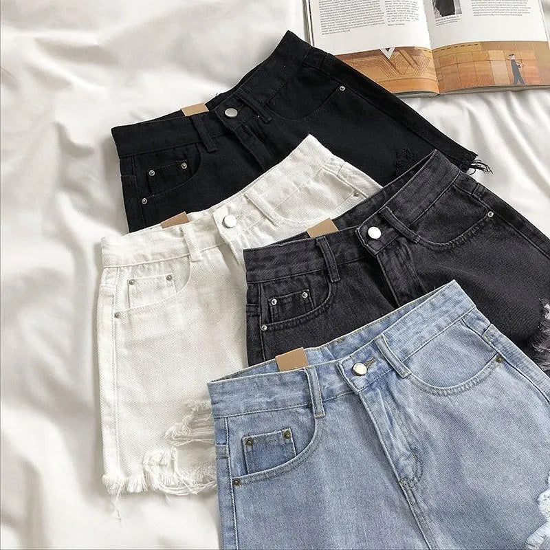 Fashion Casual Tassel Ripped Shorts Women 2026 Summer High Waist Denim Jeans Y2K Hot Pants Streetwear Korean Blue Cowboy Shorts by DERILUJA LLC