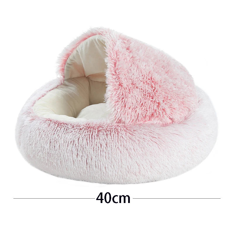 Soft Plush Pet Bed with Cover Round Cat Bed Pet Mattress Warm Cat Dog Sleeping Nest Cave for Small Dogs kitten by Badon Shop LLC