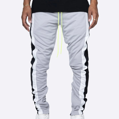 Spring Autumn Men Drawstring Zipper Pockets Sweatpants Sports Trousers Skinny Pants Contrast Color Men's Casual Loose Trousers