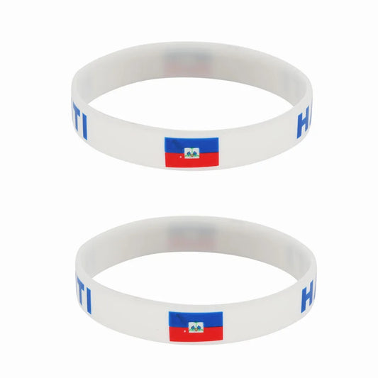 2pcs Haiti Flag Silicone Bracelets Sport Game Wristband National Flags Wrist Strap for Men Women Rubber Band Fashion Accessories by DERILUJA LLC
