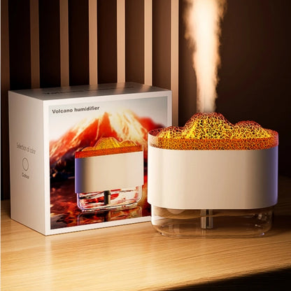 USB Volcano Air Humidifier Aromatherapy Diffuser with Ambient Light 300ML Ultrasonic Mist Maker Quiet Sprayer for Bedroom Office