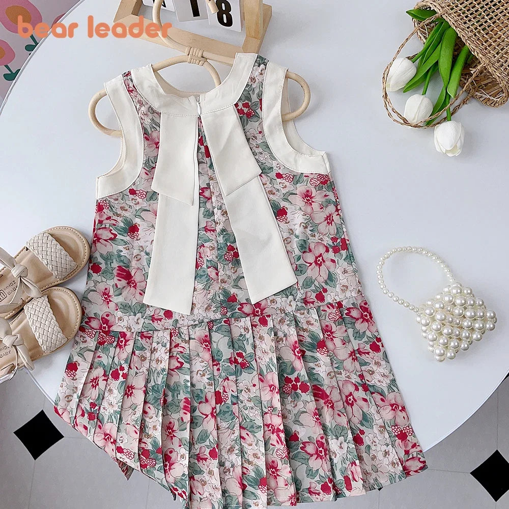 Summer Princess Party Dress Crew Neck Toddler Girls Sundress Kids Clothes by DERILUJA LLC