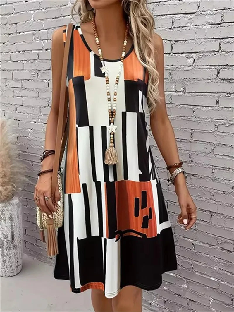 Fashion Plaid Graphic Women Mini Dresses Summer Sleeveless 3D Printed High Street Ladies A-Line Dress 3XL Big Size Casual Dress 2026 by DERILUJA LLC