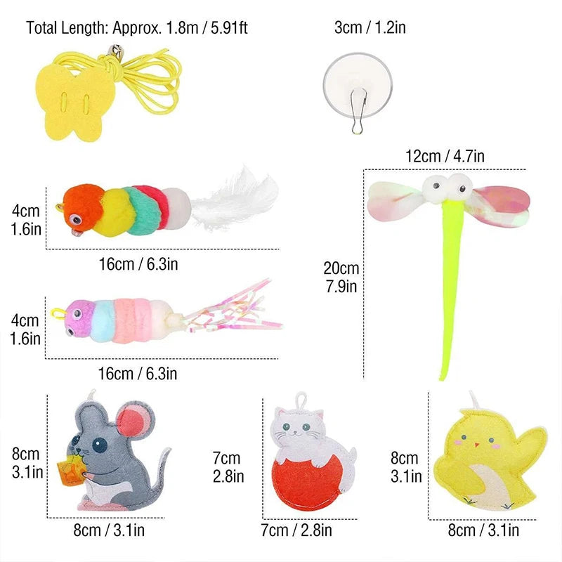 Cat Hanging Toy Elastic Adjustable Rope with Bell Interactive Kitten Toy Dragonfly Shape Swing Hanging Door Teasing Cat Toys by DERILUJA LLC