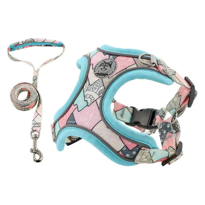 Luxury Pet Vest Harnesses for Small Medium Dogs Adjustable Mesh Puppy Dog Harness and Leash Set Shiba Inu Leads mascotas Chain by Badon Shop LLC