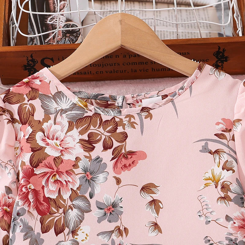 Kids Casual Dress for Girls 2026 New Spring Autumn Teenager Full Printing Long-Sleeved Dress Princess Dress Kids Daily Clothes