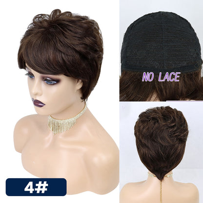 Pixie Cut Wig Human Hair Short  Wig Cheap Human Hair Wigs For Women Full Manchine Made Wig With Bangs Perruque Cheveux Humain