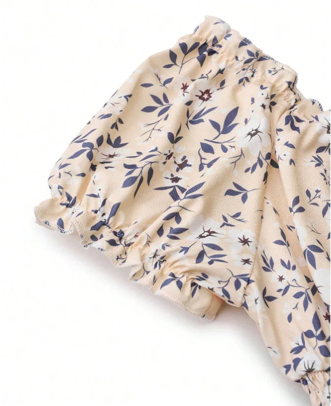 2026 Summer New Vintage Floral Bubble Sleeve French Dress by DERILUJA LLC
