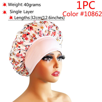 New Silk Sleeping Cap Night Hat Head Cover Bonnet Satin Cheveux Nuit For Curly Hair Care Women Beauty Maintenance Designer