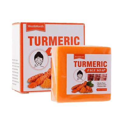 100g Turmeric Soap Face Cleansing Anti Acne Skin Brighten Dark Lightening Pimples Essential Handmade Ginger Spot Oil Remove F4L9