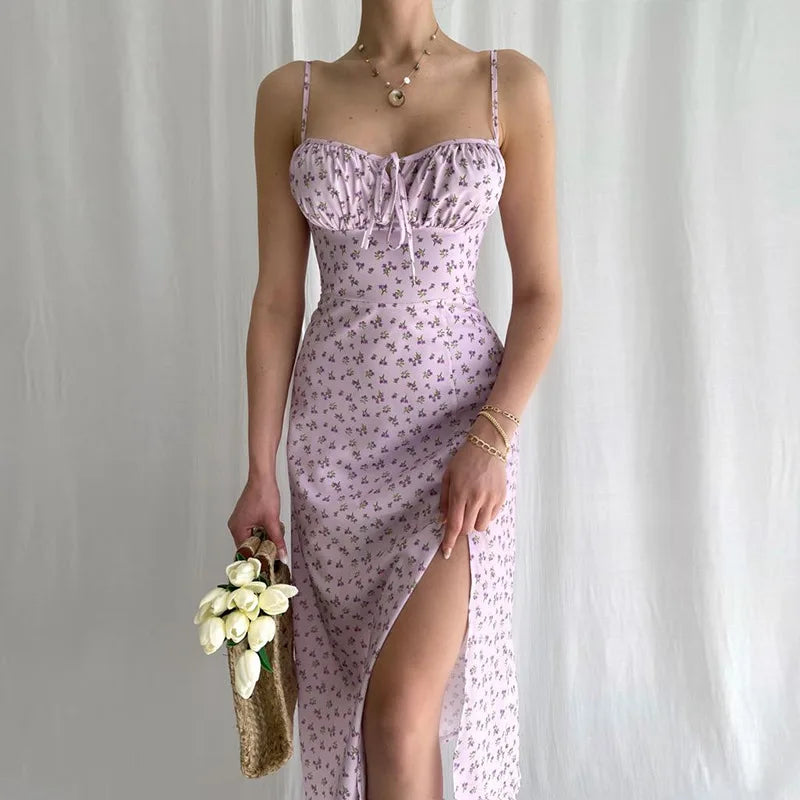 Women Elegant Floral Beach Vacation Bodycon Streetwear Long Dress 2026 Summer Clothes by DERILUJA LLC