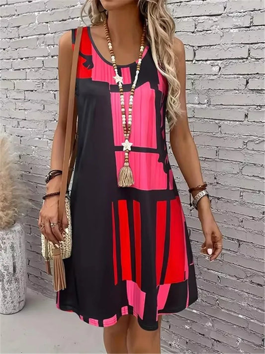 Fashion Plaid Graphic Women Mini Dresses Summer Sleeveless 3D Printed High Street Ladies A-Line Dress 3XL Big Size Casual Dress 2026 by DERILUJA LLC