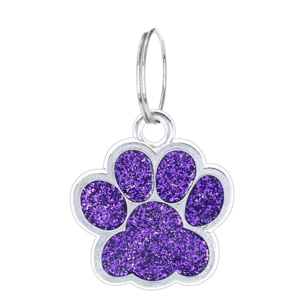 Cat Dog Paw Print Dog Cat Tags Personalized Anti-Lost Pet Glitter Pendant with Hook Exquisite Pet Collar Tag Pendant Puppy by DERILUJA LLC