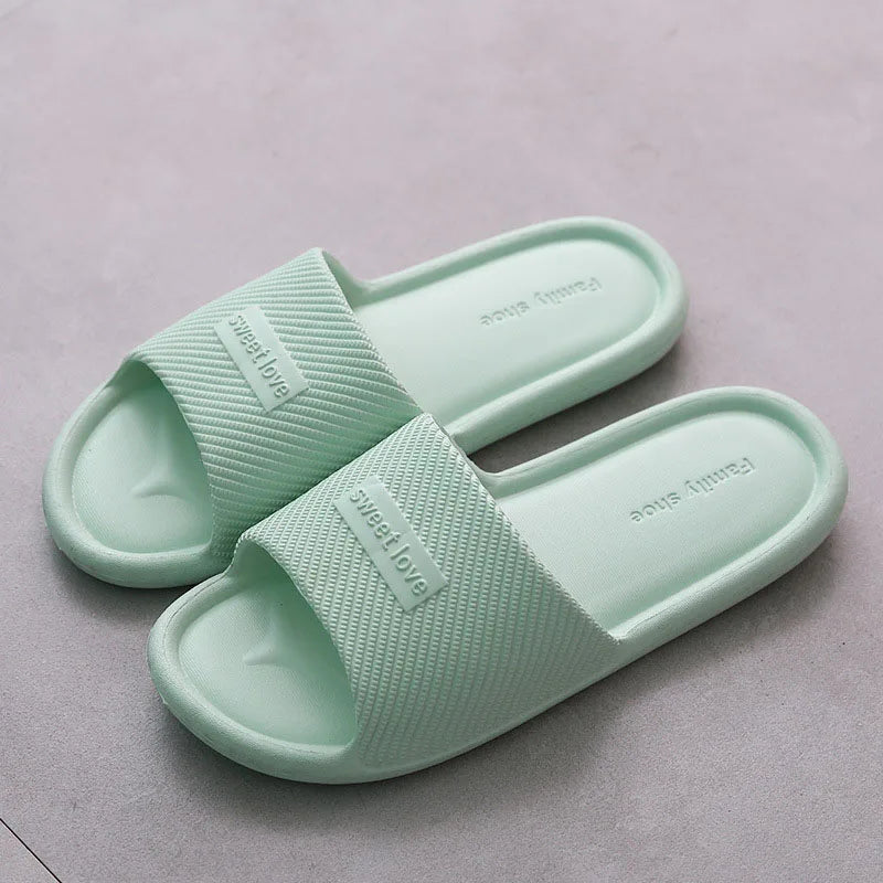 Summer Bathroom Slippers Men Women Non-slip Fashion Slides Indoor House EVA Slippers Woman Couples at Home Happy Flops LX021 by DERILUJA LLC