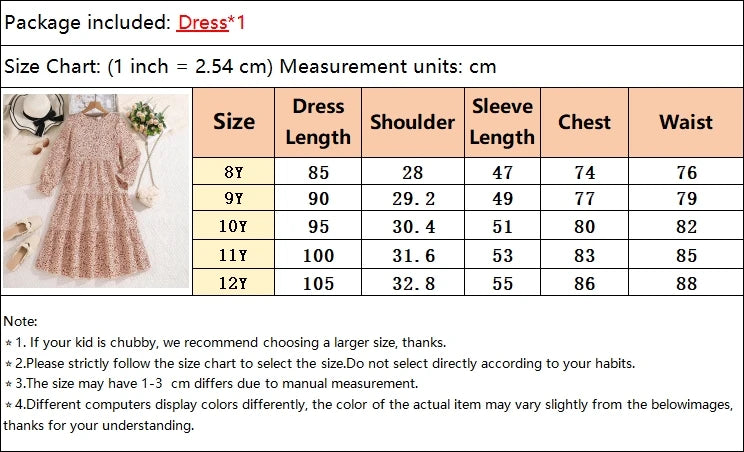Kids Casual Dress for Girls 2026 New Spring Autumn Teenager Full Printing Long-Sleeved Dress Princess Dress Kids Daily Clothes