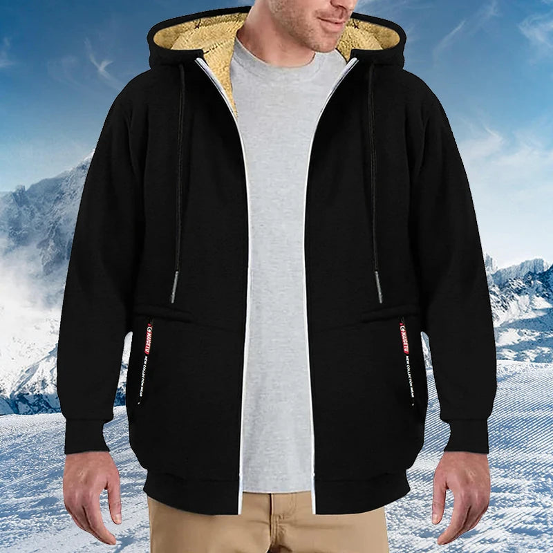 Men's Heavyweight Sherpa Fleece Lined Jackets Coats Windproof Zip Up Hoodie Winter Warm Hooded Sweatshirt Outerwear Outfits Tops by Badon Shop LLC