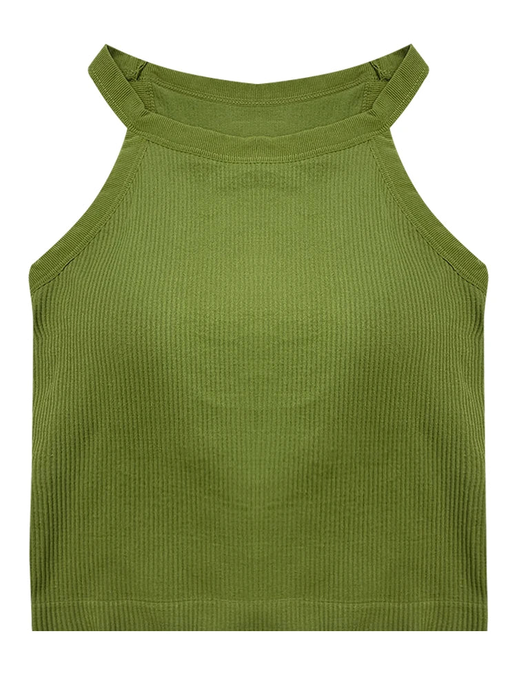 Women's Small Strap Vest Outdoor Wear Summer Beautiful Ba Sports Yoga Hanging Ne Top with Chest Pad Matching Underwear by DERILUJA LLC