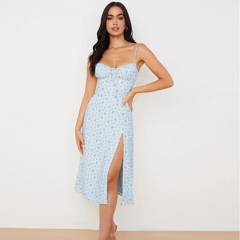 Women Elegant Floral Beach Vacation Bodycon Streetwear Long Dress 2026 Summer Clothes by DERILUJA LLC