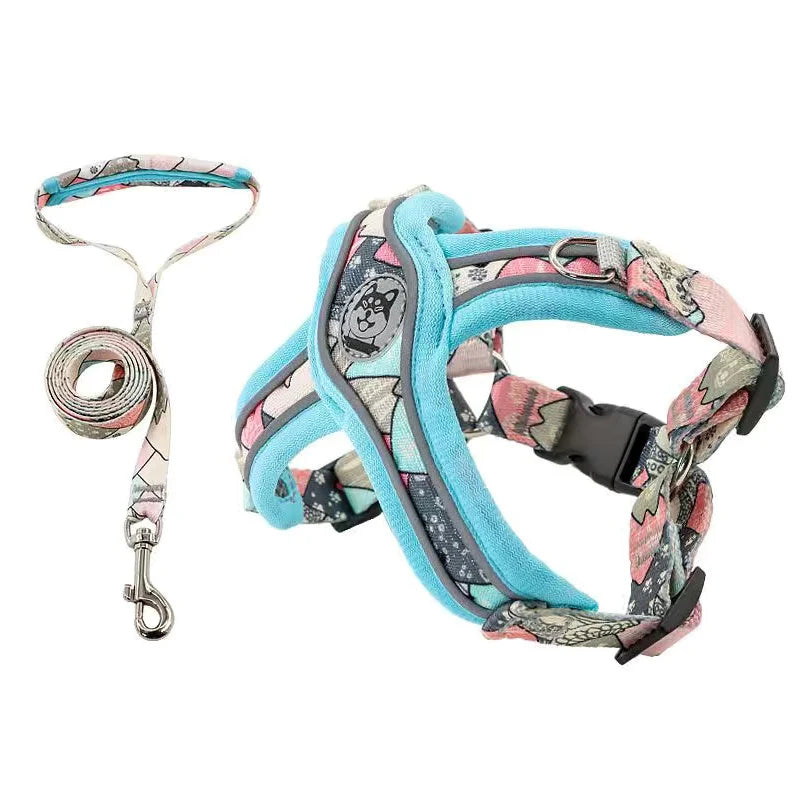 Luxury Pet Vest Harnesses for Small Medium Dogs Adjustable Mesh Puppy Dog Harness and Leash Set Shiba Inu Leads mascotas Chain by Badon Shop LLC