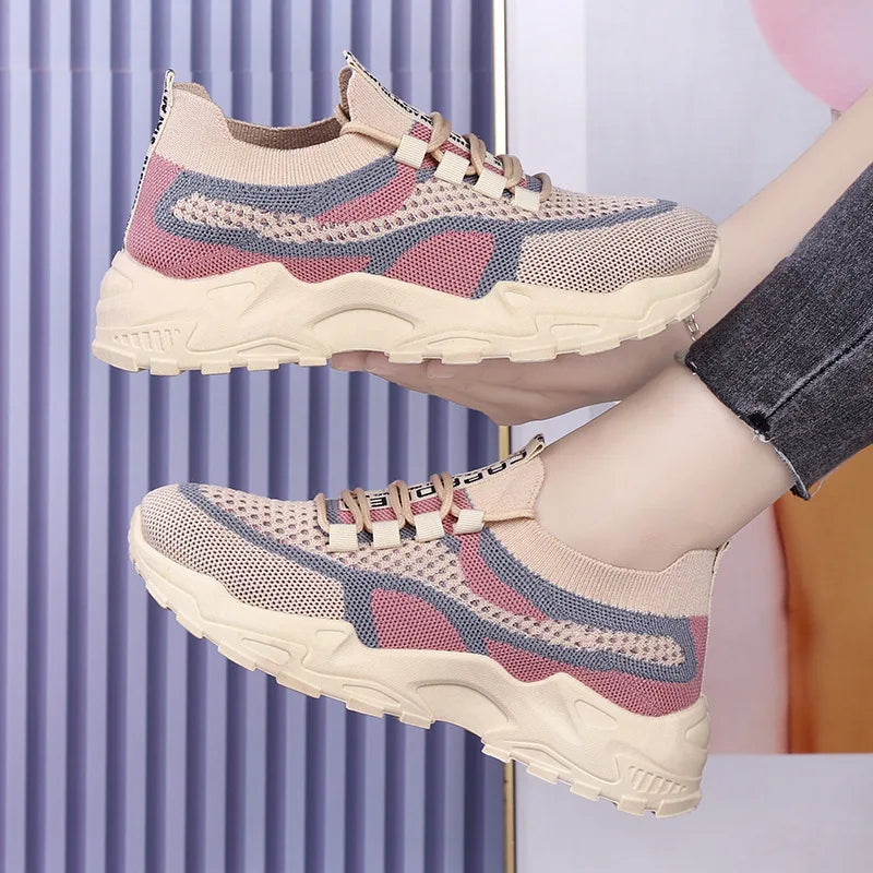 Chunky Sneakers 2025 Women's Casual Shoes Spring And Autumn Air Mesh Breathable Sports Shoes For Women's Soft Sole Running Shoes by DERILUJA LLC