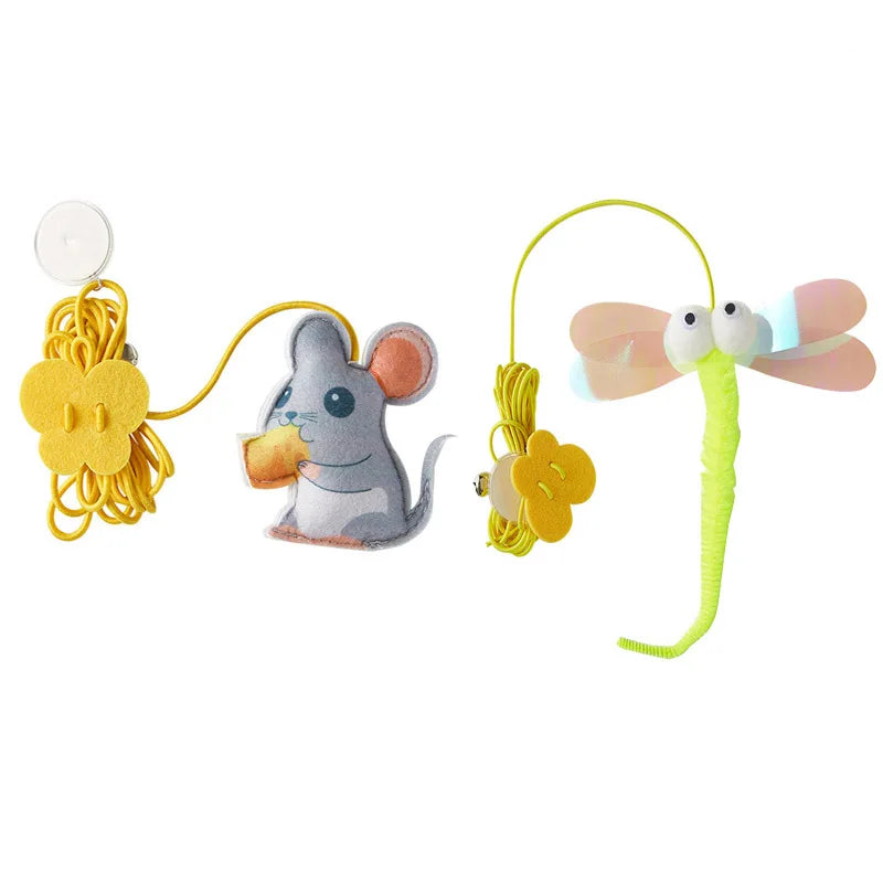 Pet Cat Toys Elasticity Retractable Hanging Door Type Interactive Toy For Kitten Mouse Catnip Scratch Rope Toy Pet Supplies by DERILUJA LLC