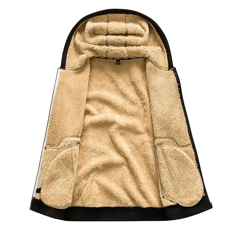 Men's Heavyweight Sherpa Fleece Lined Jackets Coats Windproof Zip Up Hoodie Winter Warm Hooded Sweatshirt Outerwear Outfits Tops by Badon Shop LLC